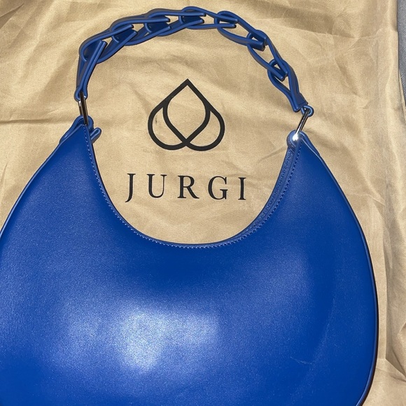 Jurgi Blue Leather D Letter Handbag - Picture 3 of 3